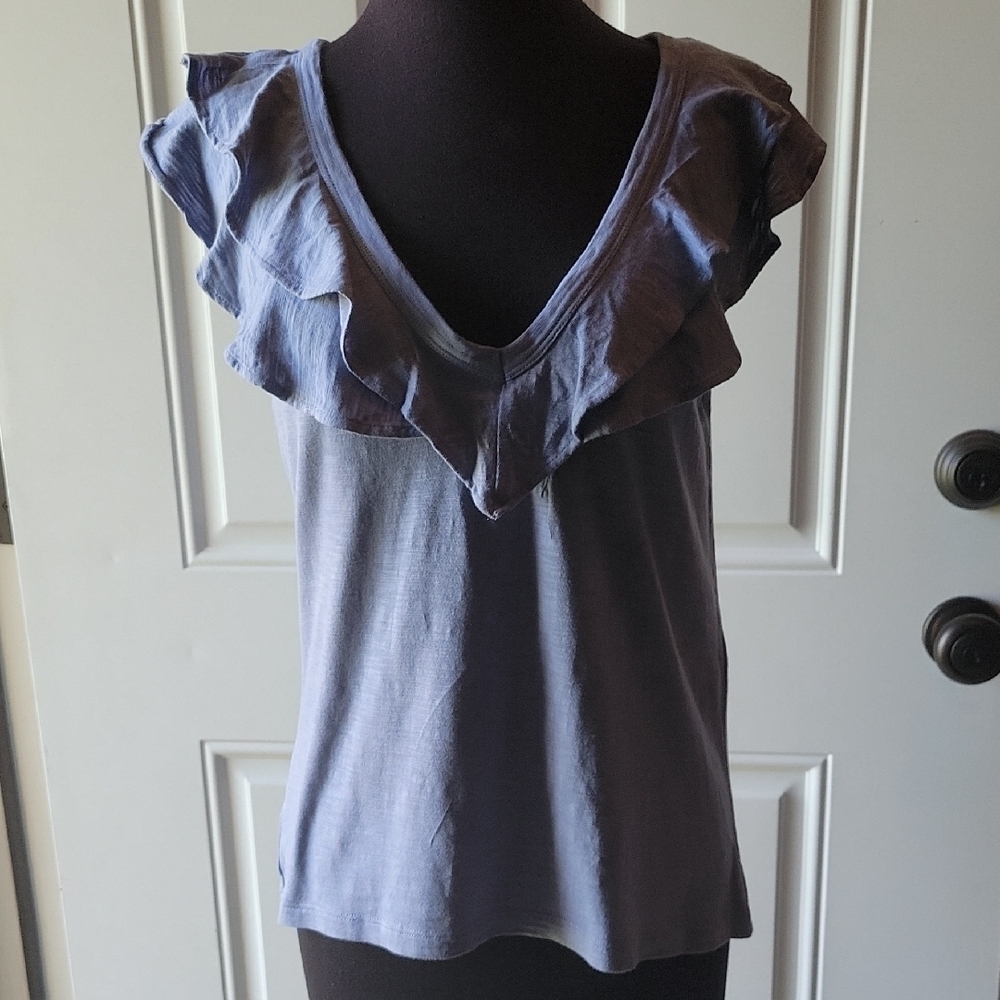 White House Black Market Ruffled Sleeveless Blouse
